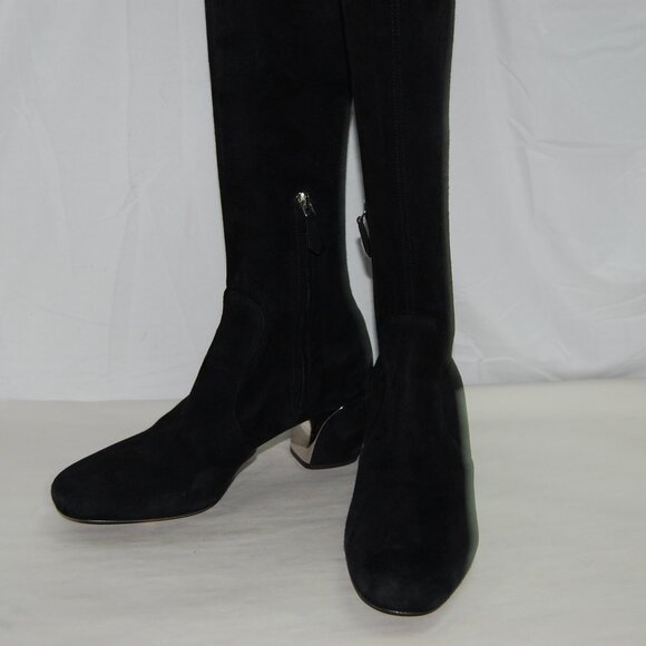 39/US9❤️ PRADA Stretch Suede Leather Over Knee High Heels Tall Boots ITALY OTK - Picture 3 of 15